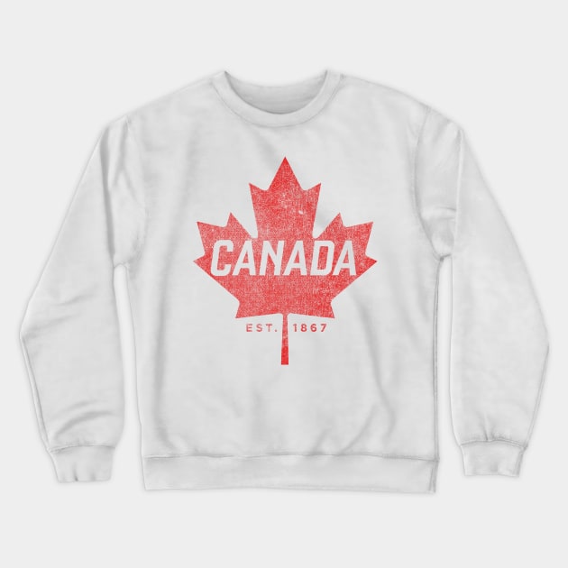 Canada Est. 1867 Vintage Faded Canada Maple Leaf  design Crewneck Sweatshirt by Vector Deluxe